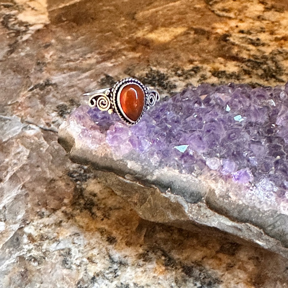 Hand Crafted Silver and Red Ring